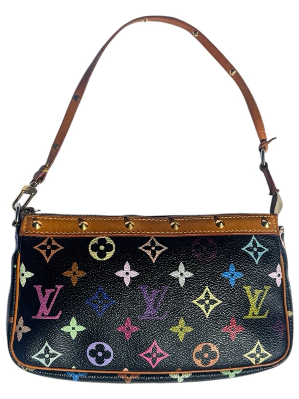 LOUIS VUITTON Black Multicolor Monogram Pochette Bag- Vintage Limited Edition